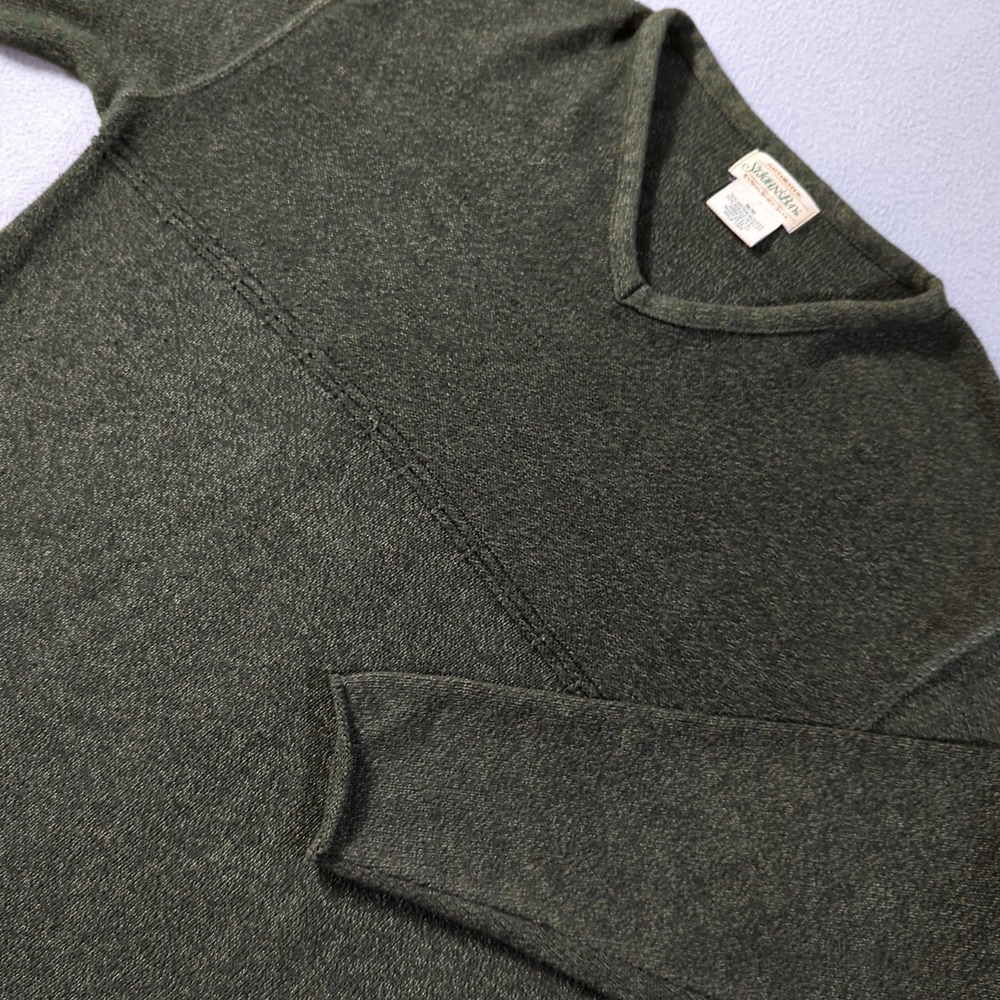 Vintage St Johns Bay Mens V-Neck Sweater Green Marl Cotton Blend Medium USA Made